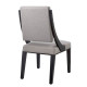 Light Grey Fabric Dark Wood Sloped Side Arm Dining Chairs Set of 2
